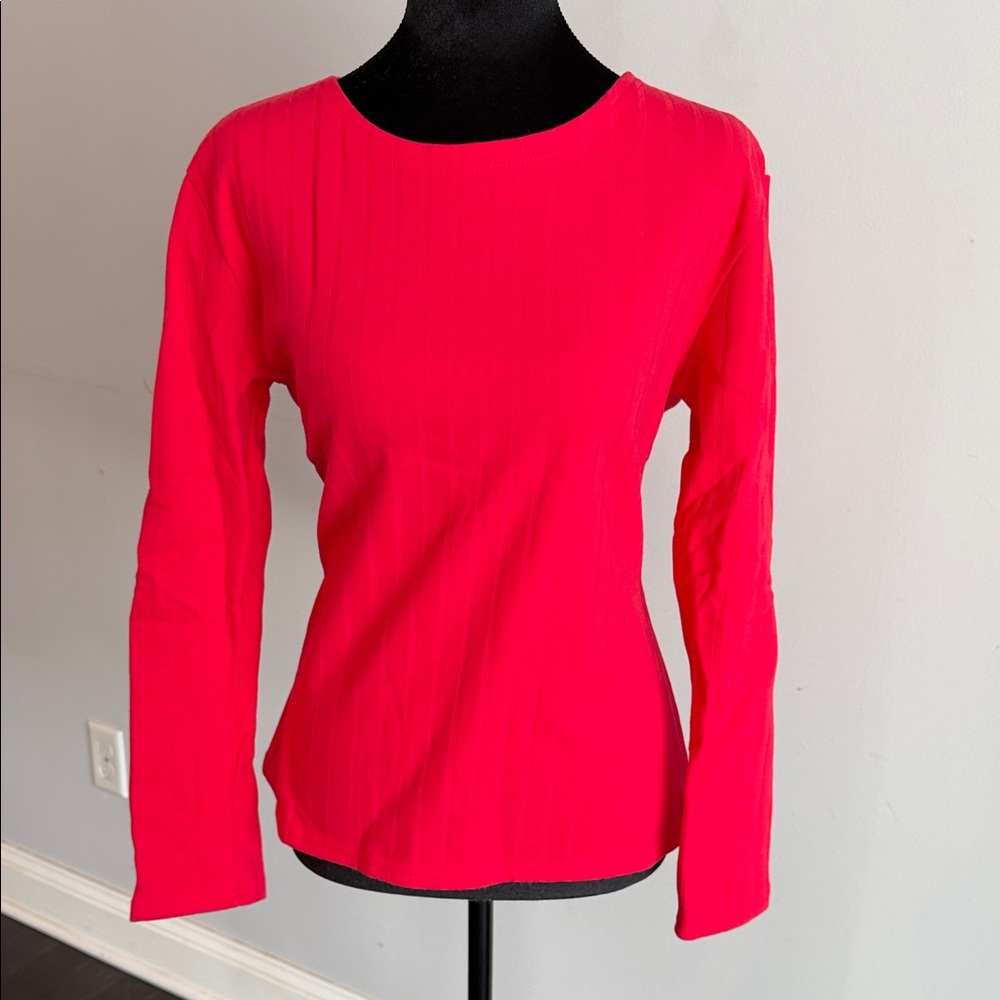 Women's Vibrant Pink Long Sleeve Top- Fleece Lined